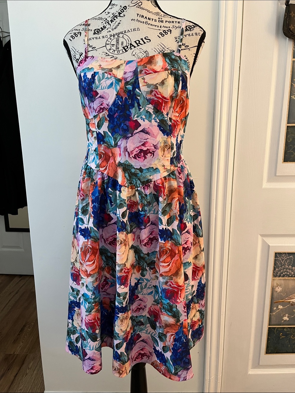 Floral Strapless A-Line Dress - Multicolor